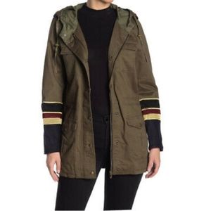 BLANKNYC Denim Military Contrast Cuff Jacket